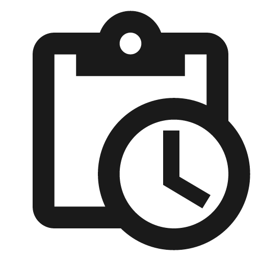 Clipboard clock outline icon, outline style, from Material Design Icons