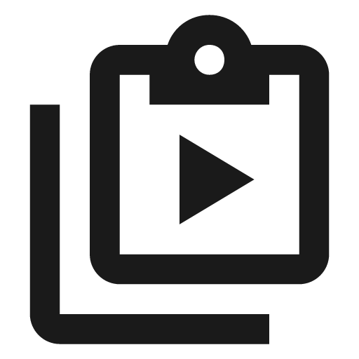 Clipboard play multiple outline icon, outline style, from Material Design Icons