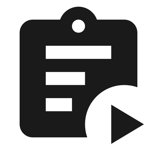 Clipboard text play icon, solid style, from Material Design Icons
