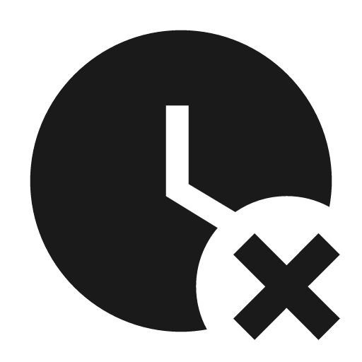 Clock remove icon, solid style, from Material Design Icons