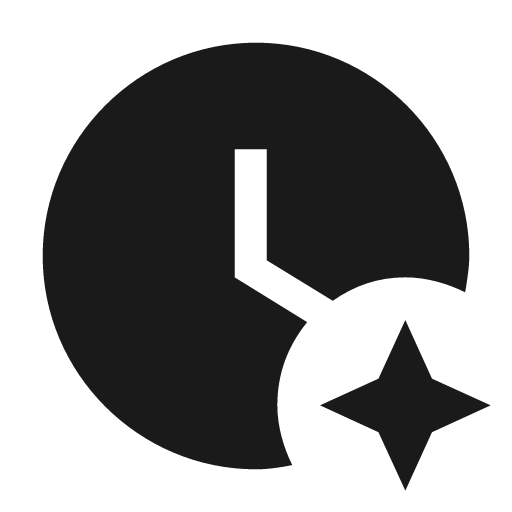 Clock star four points icon, solid style, from Material Design Icons