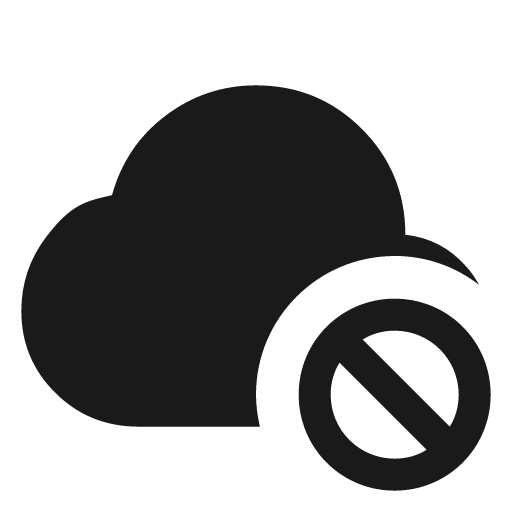 Cloud cancel icon, solid style, from Material Design Icons