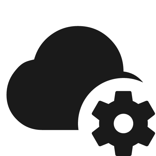 Cloud cog icon, solid style, from Material Design Icons
