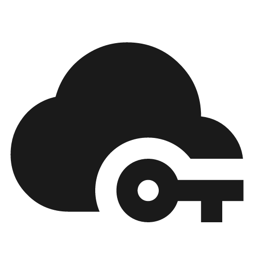 Cloud key icon, solid style, from Material Design Icons