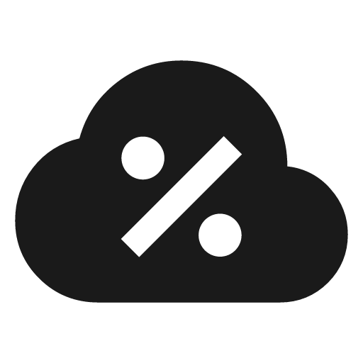 Cloud percent icon, solid style, from Material Design Icons