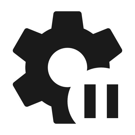 Cog pause icon, solid style, from Material Design Icons