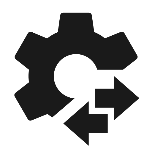 Cog transfer icon, solid style, from Material Design Icons