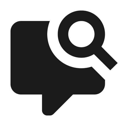 Comment search icon, solid style, from Material Design Icons