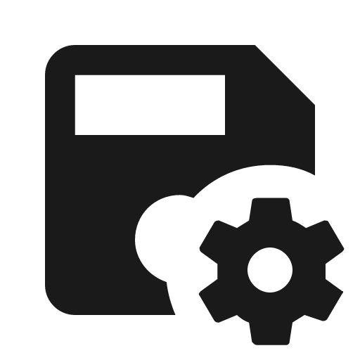 Content save cog icon, solid style, from Material Design Icons