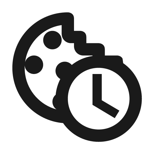 Cookie clock outline icon, outline style, from Material Design Icons