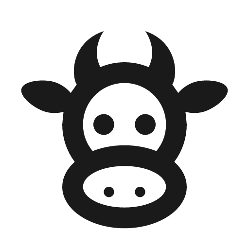 Cow icon, solid style, from Material Design Icons