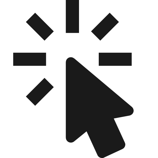 Cursor default click icon, solid style, from Material Design Icons