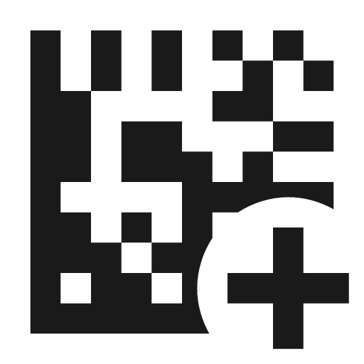 Data matrix plus icon, solid style, from Material Design Icons