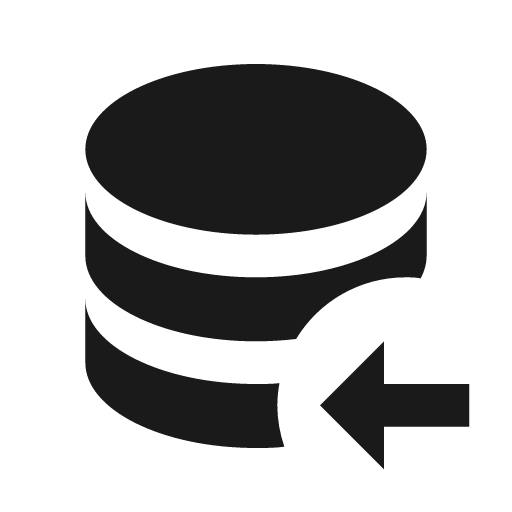 Database arrow left icon, solid style, from Material Design Icons