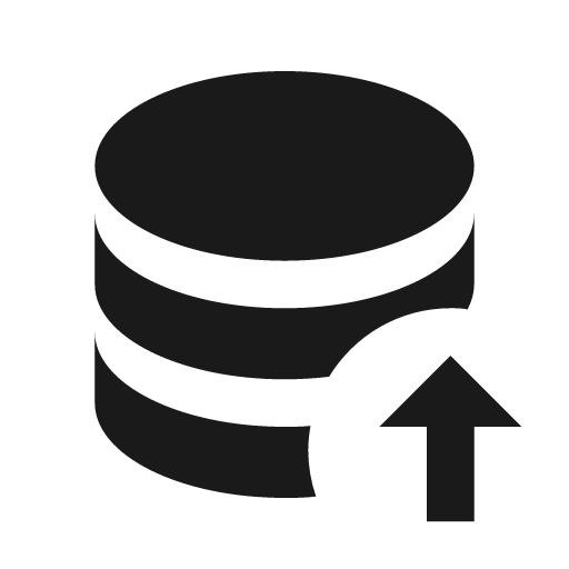 Database arrow up icon, solid style, from Material Design Icons