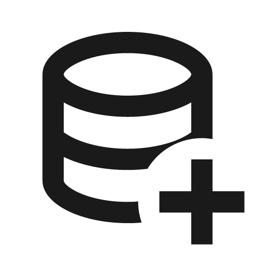 Database plus outline icon, outline style, from Material Design Icons