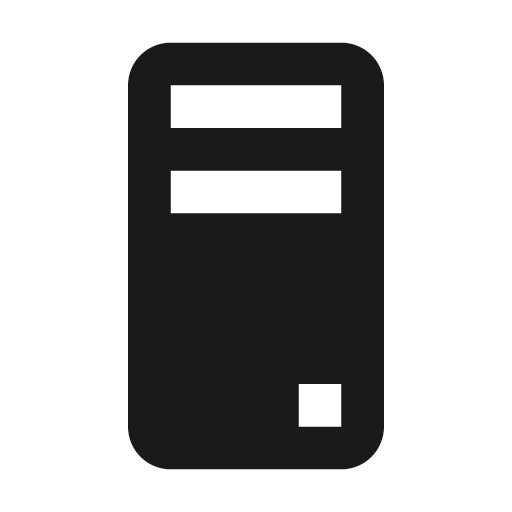 Desktop tower icon, solid style, from Material Design Icons