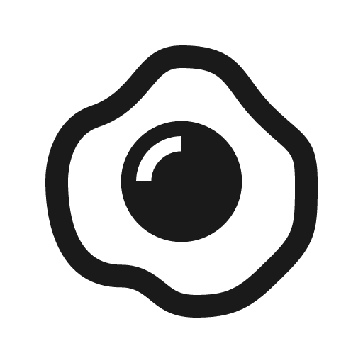 Egg fried icon, solid style, from Material Design Icons