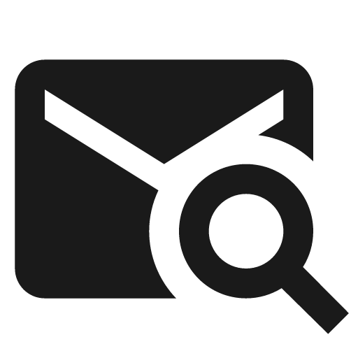 Email search icon, solid style, from Material Design Icons