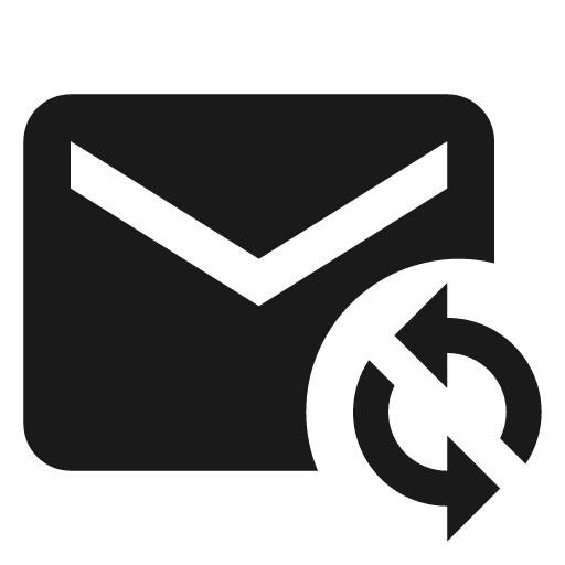 Email sync icon, solid style, from Material Design Icons