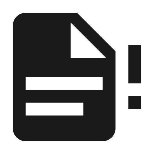 File document alert icon, solid style, from Material Design Icons