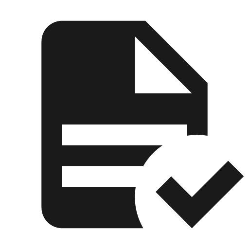 File document check icon, solid style, from Material Design Icons