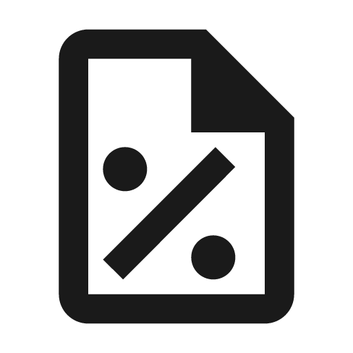 File percent outline icon, outline style, from Material Design Icons