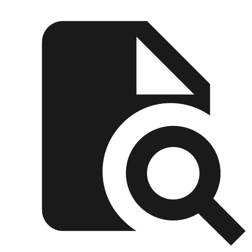 File search icon, solid style, from Material Design Icons