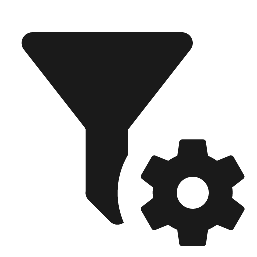 Filter cog icon, solid style, from Material Design Icons