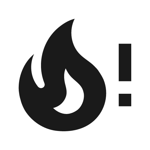 Fire alert icon, solid style, from Material Design Icons