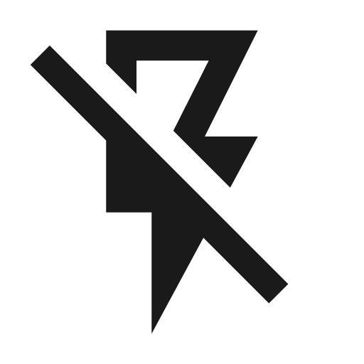 Flash off outline icon, outline style, from Material Design Icons