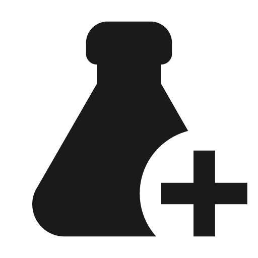 Flask empty plus icon, solid style, from Material Design Icons