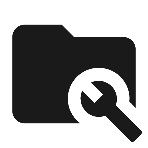 Folder wrench icon, solid style, from Material Design Icons