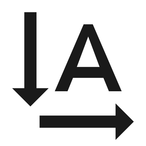 Format text rotation down vertical icon, solid style, from Material Design Icons