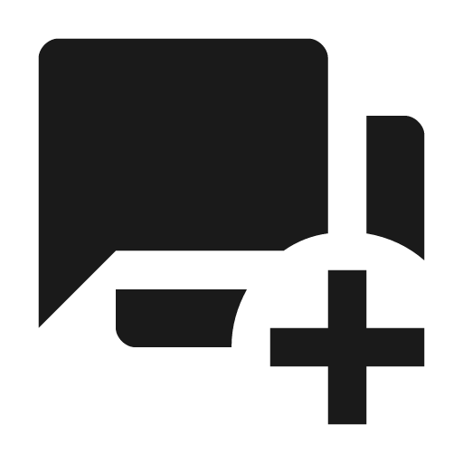 Forum plus icon, solid style, from Material Design Icons