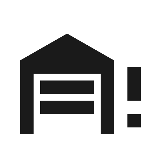 Garage alert icon, solid style, from Material Design Icons