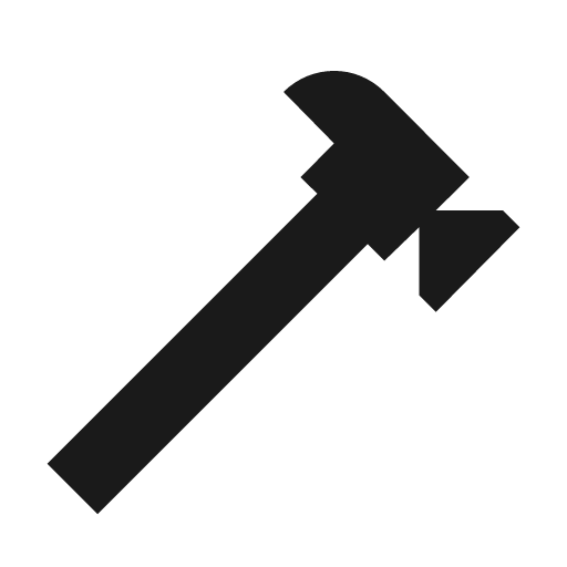Hammer icon, solid style, from Material Design Icons