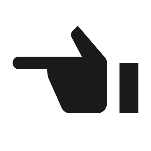 Hand pointing left icon, solid style, from Material Design Icons