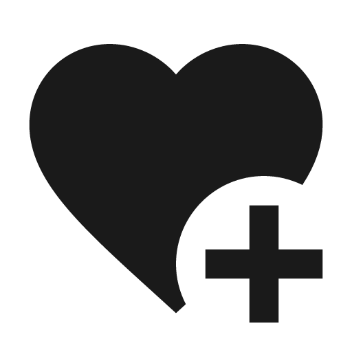 Heart plus icon, solid style, from Material Design Icons