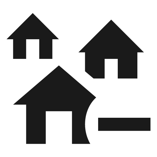 Home group minus icon, solid style, from Material Design Icons