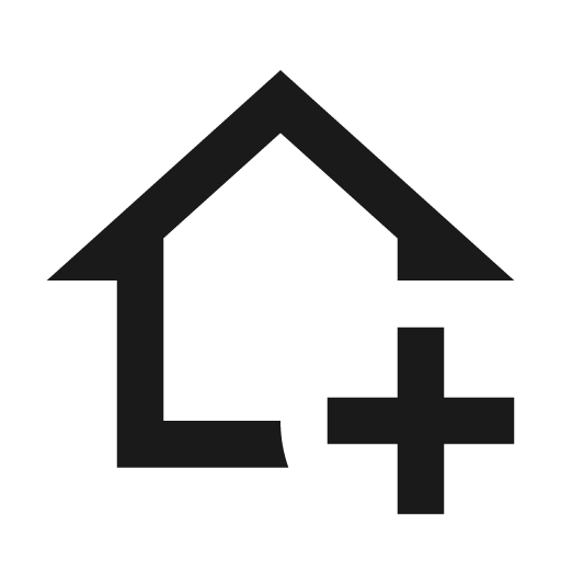 Home plus outline icon, outline style, from Material Design Icons