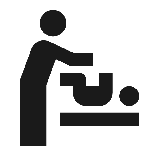 Human baby changing table icon, solid style, from Material Design Icons