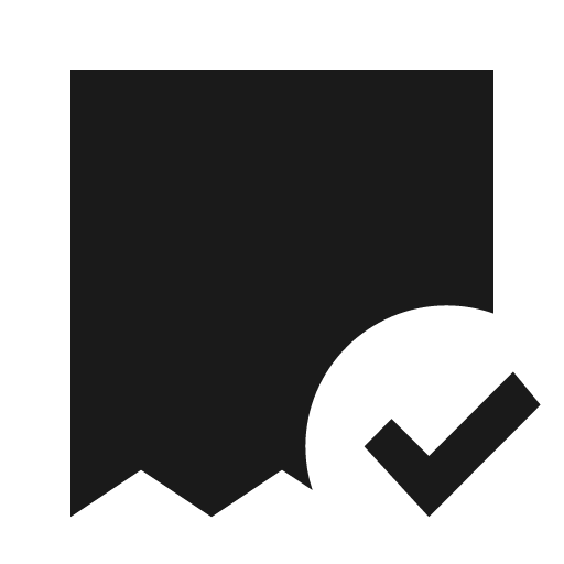 Invoice check icon, solid style, from Material Design Icons