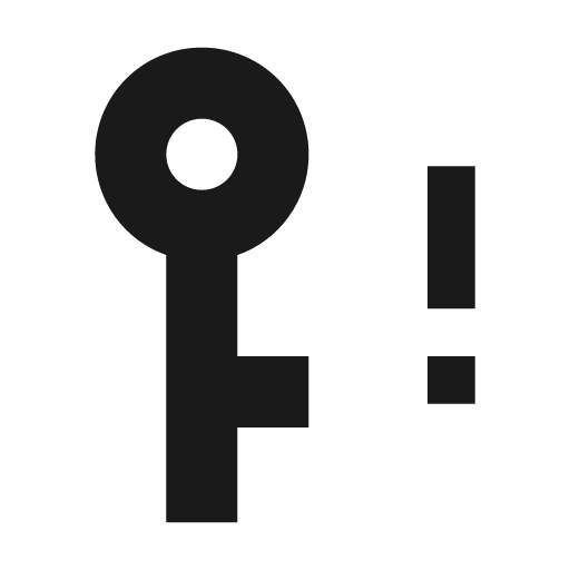 Key alert icon, solid style, from Material Design Icons