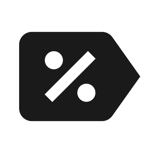 Label percent icon, solid style, from Material Design Icons