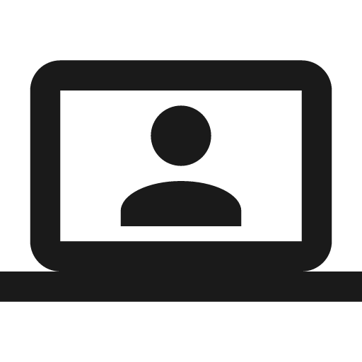 Laptop account icon, solid style, from Material Design Icons