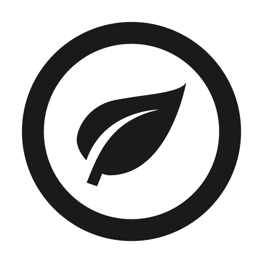 Leaf circle outline icon, outline style, from Material Design Icons