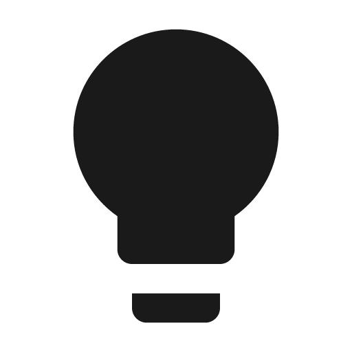 Lightbulb icon, solid style, from Material Design Icons