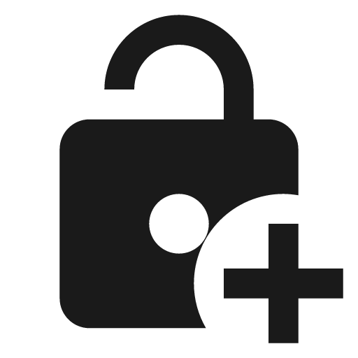 Lock open plus icon, solid style, from Material Design Icons