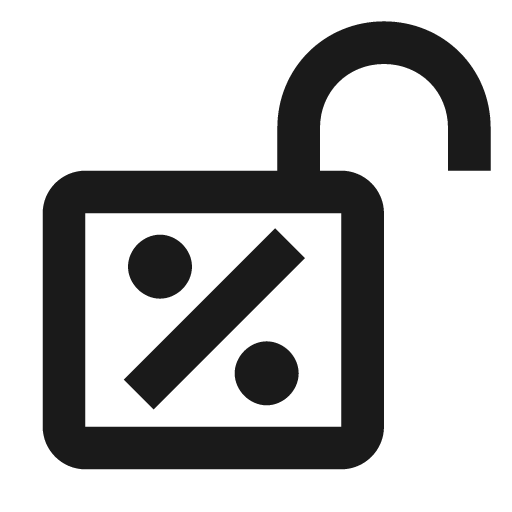 Lock percent open variant outline icon, outline style, from Material Design Icons